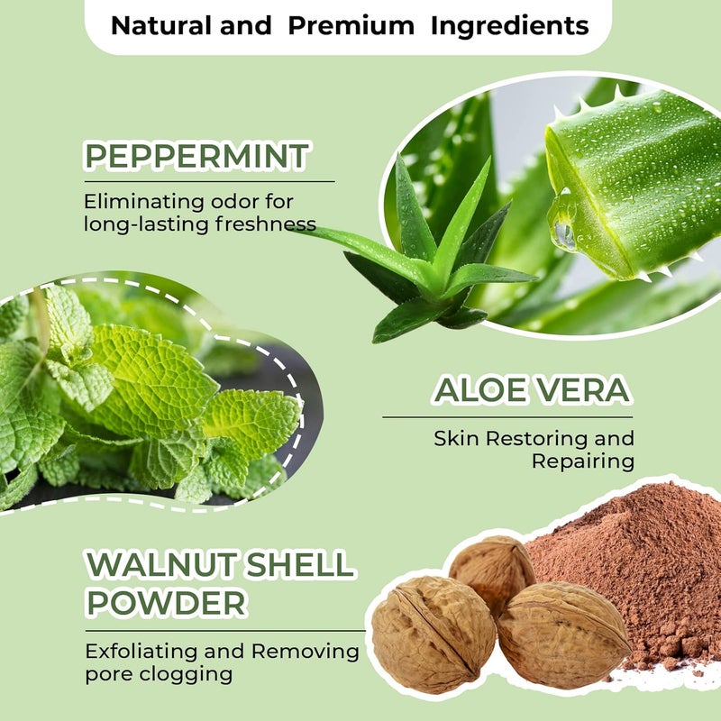 Berlaney Armpit Detox Scrub 8.8 oz with Peppermint, Aloe Vera and Walnut Shell Powder, Underarm Scrub Helps on Removing Odor, Deep Cleanse & Exfoliating, also for Legs, Knee, Feet, Hands Whole Body - Image 3